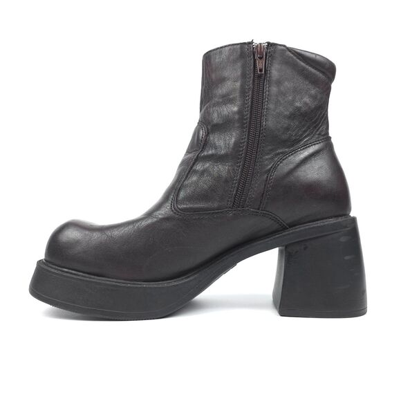 AMERICAN EAGLE 90s Vintage Leather Platform Ankle Boots Chunky Heel Y2k Grunge - Picture 5 of 13